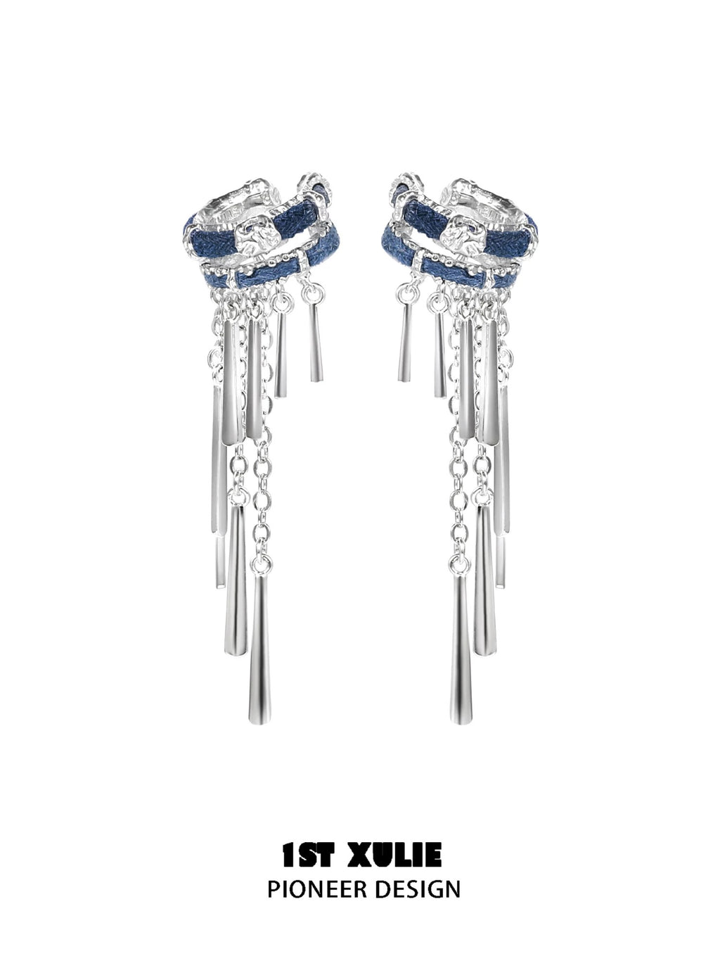 苗 - Miao - Indigo Tie-dyed Ethnic Ear Cuffs