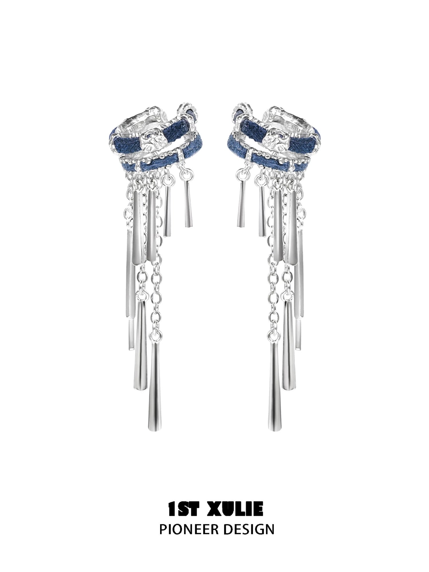 苗 - Miao - Indigo Tie-dyed Ethnic Ear Cuffs
