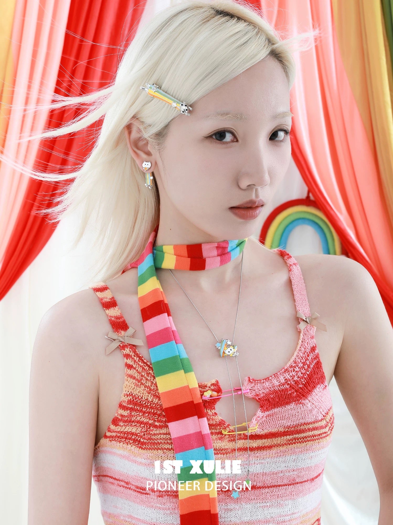 彩虹小猫 - Rainbow Cat - Lariat Necklace