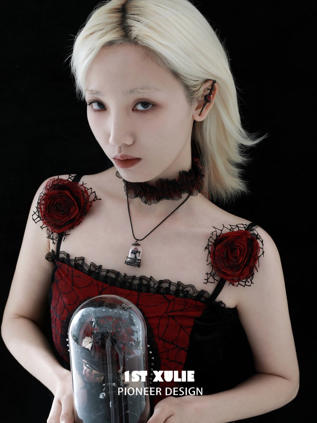 暮色蔷薇 - Twilight Rose Needle Earrings