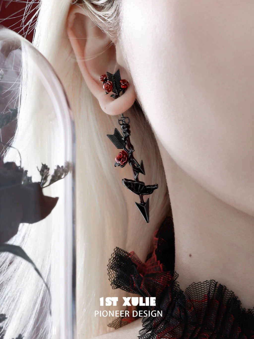 暮色蔷薇 - Twilight Rose Arrow Earrings