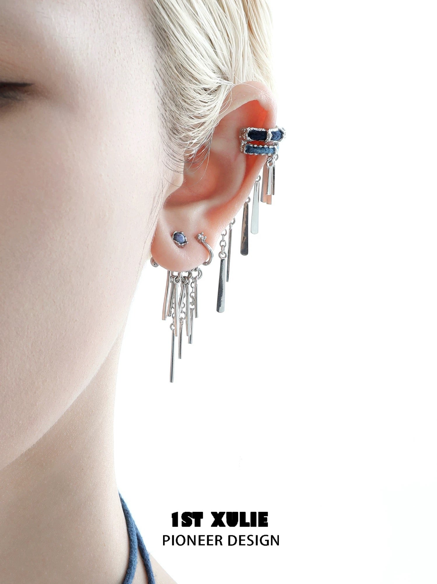 苗 - Miao - Indigo Tie-dyed Detachable Earrings