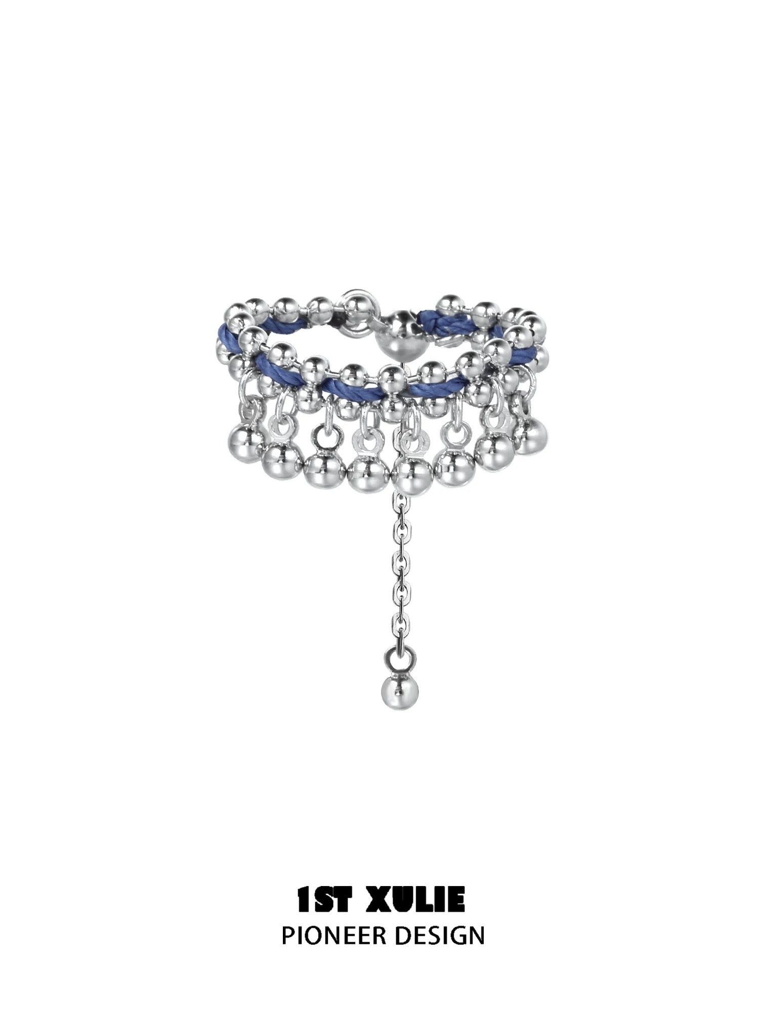 苗 - Miao - S925 Silver & Indigo Tie-dyed Cotton Rings