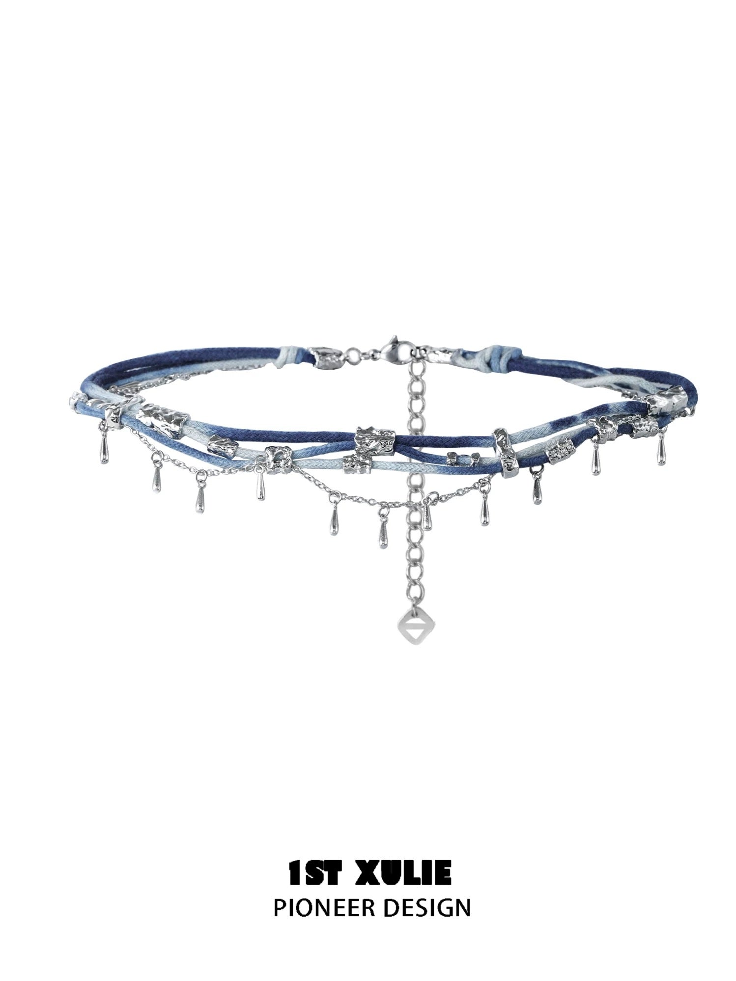 苗 - Miao - Indigo Tie-dyed Cotton Choker & Necklace