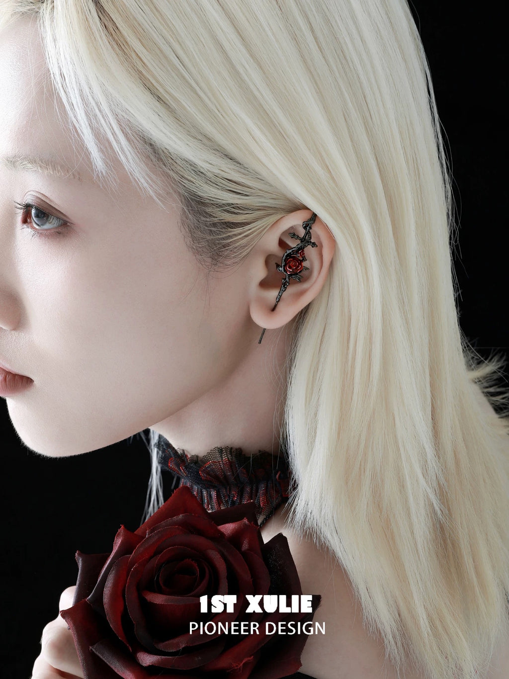 暮色蔷薇 - Twilight Rose Needle Earrings