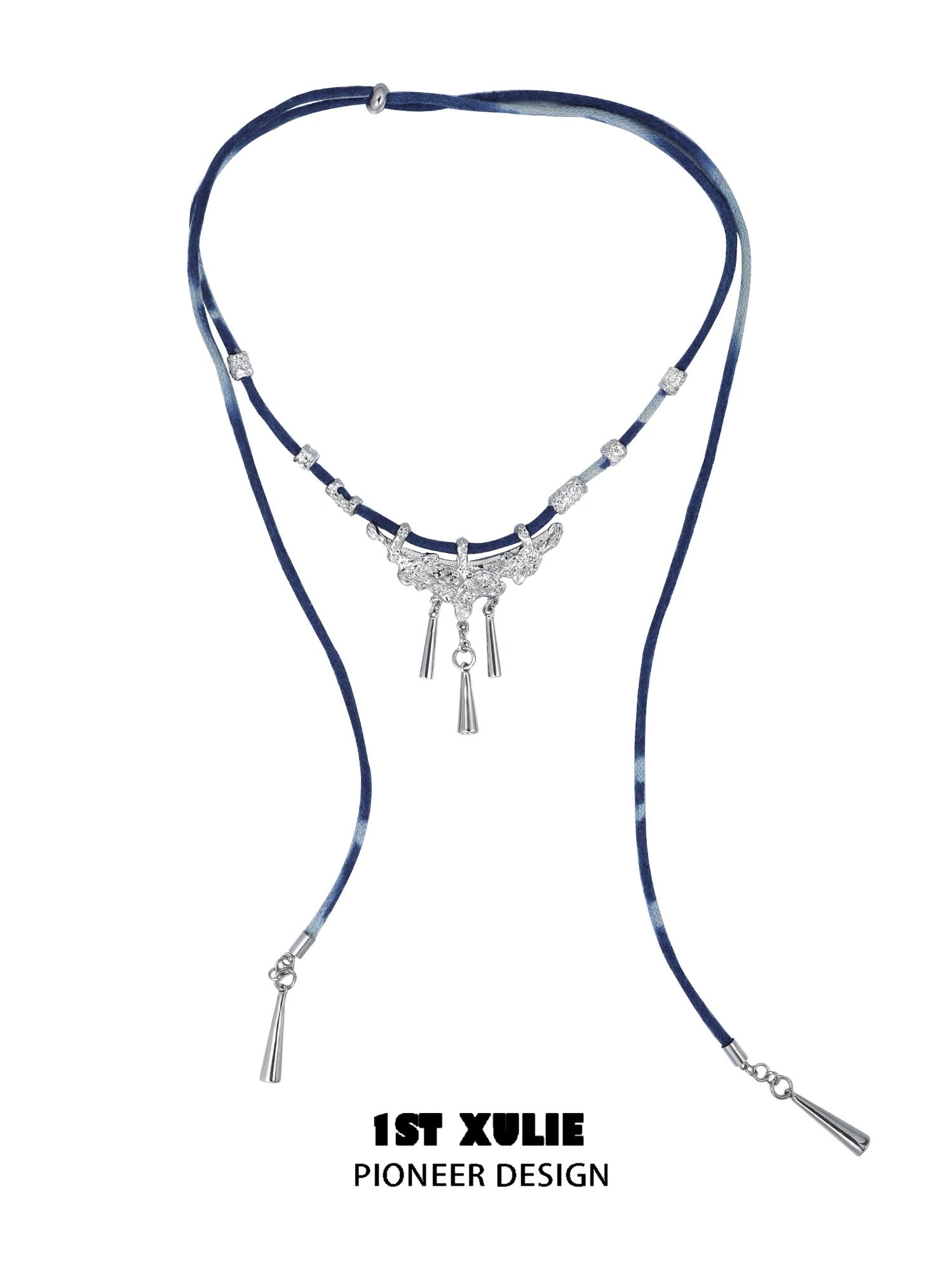 苗 - Miao - Indigo Tie-dyed Cotton Choker & Necklace
