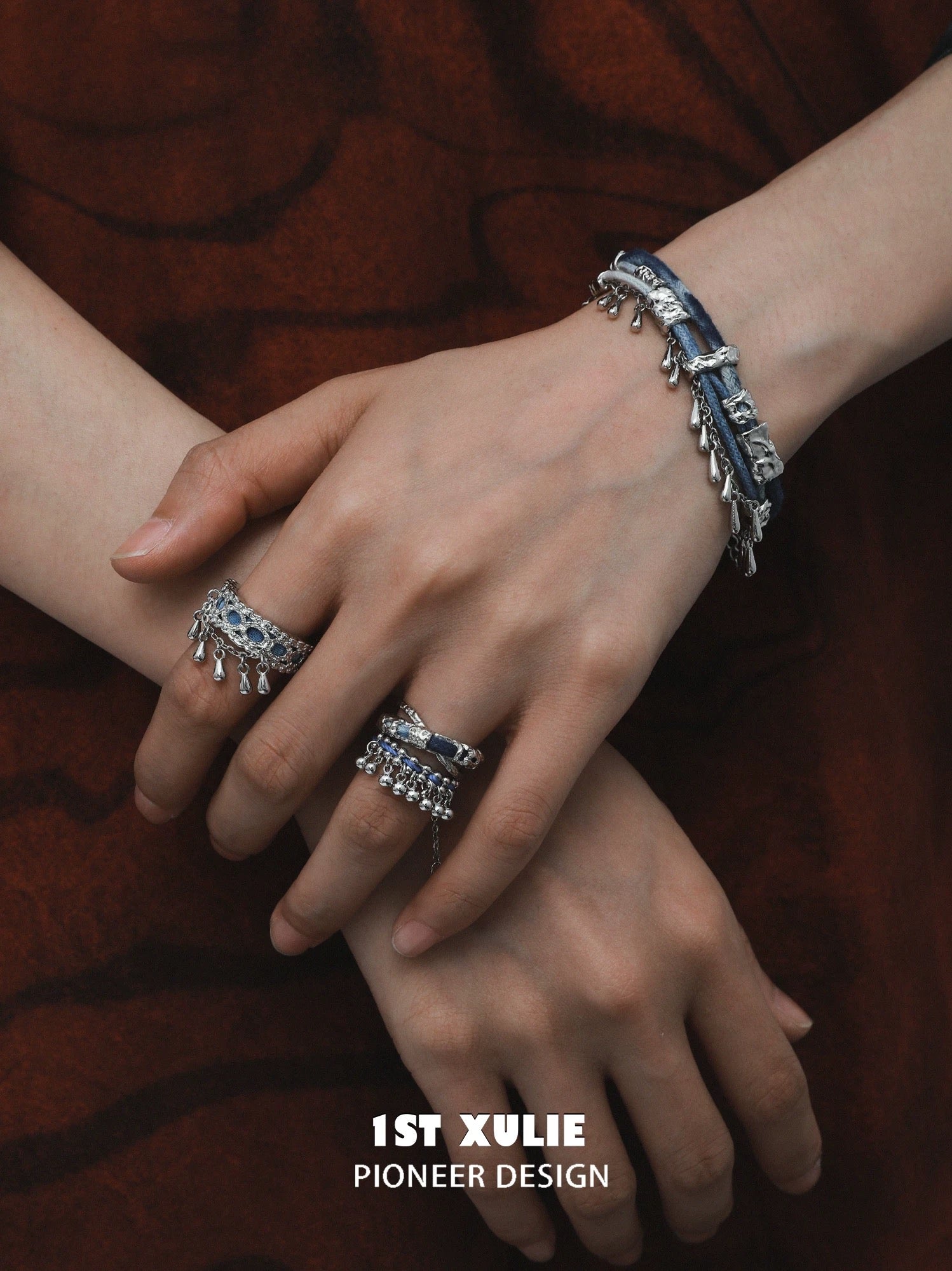 苗 - Miao - Indigo Tie-dyed Cotton Bracelet