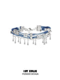 苗 - Miao - Indigo Tie-dyed Cotton Bracelet