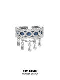 苗 - Miao - S925 Silver & Indigo Tie-dyed Cotton Rings