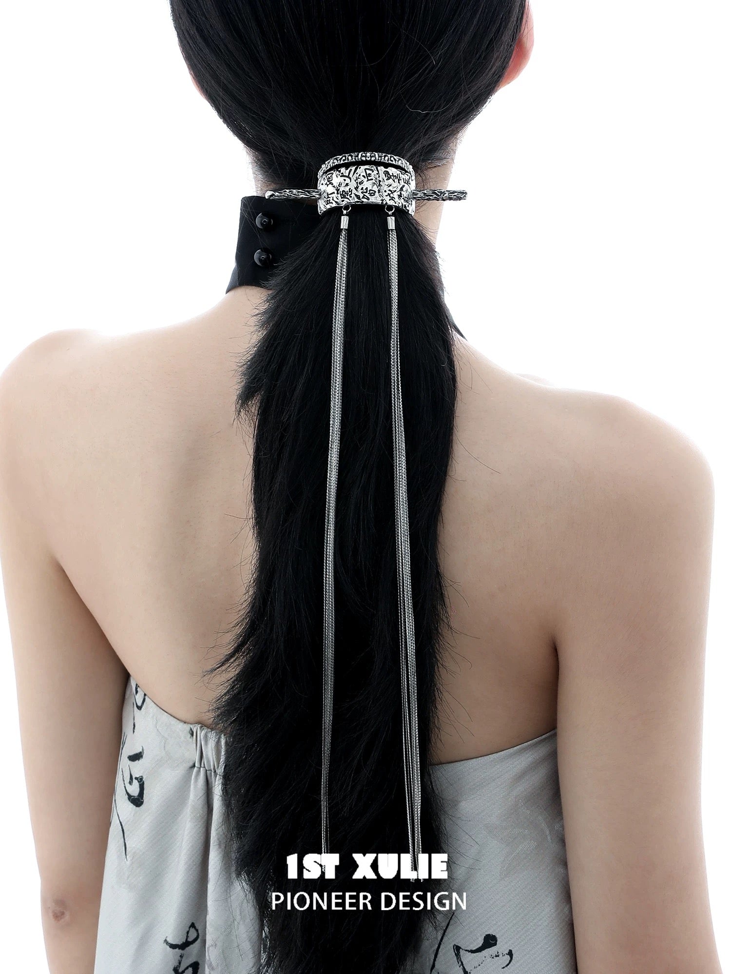 独白系列 - Soliloquy Collection - Oxidized Silver Plated Long Hair Holder Hair Accessories