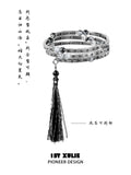独白系列 - Soliloquy Collection - Oxidized Silver Plate Rutilated Quartz Stack Bracelet (detachable tassel)