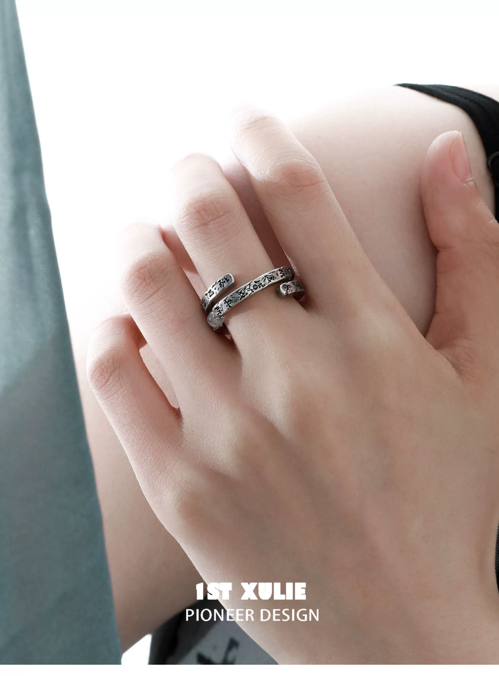 独白系列 - Soliloquy Collection - Oxidized Silver Plated S925 Silver Rutilated Quartz Ring