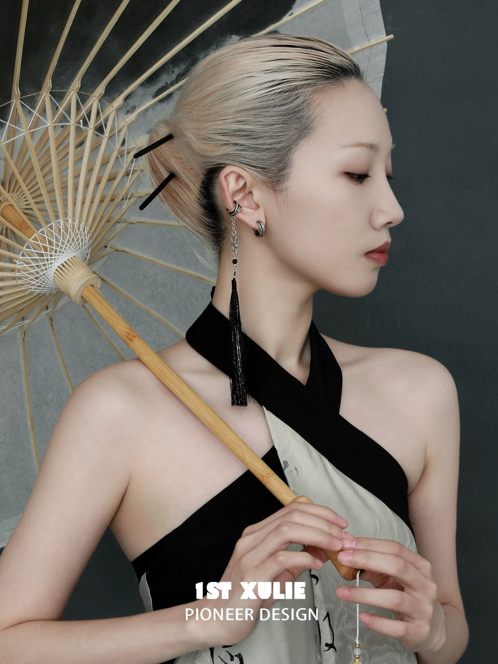 独白系列 - Soliloquy - Oxidized Silver Plated Rutilated Earrings & Earcuffs