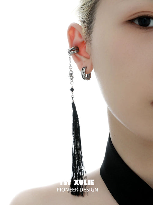 独白系列 - Soliloquy - Oxidized Silver Plated Rutilated Earrings & Earcuffs