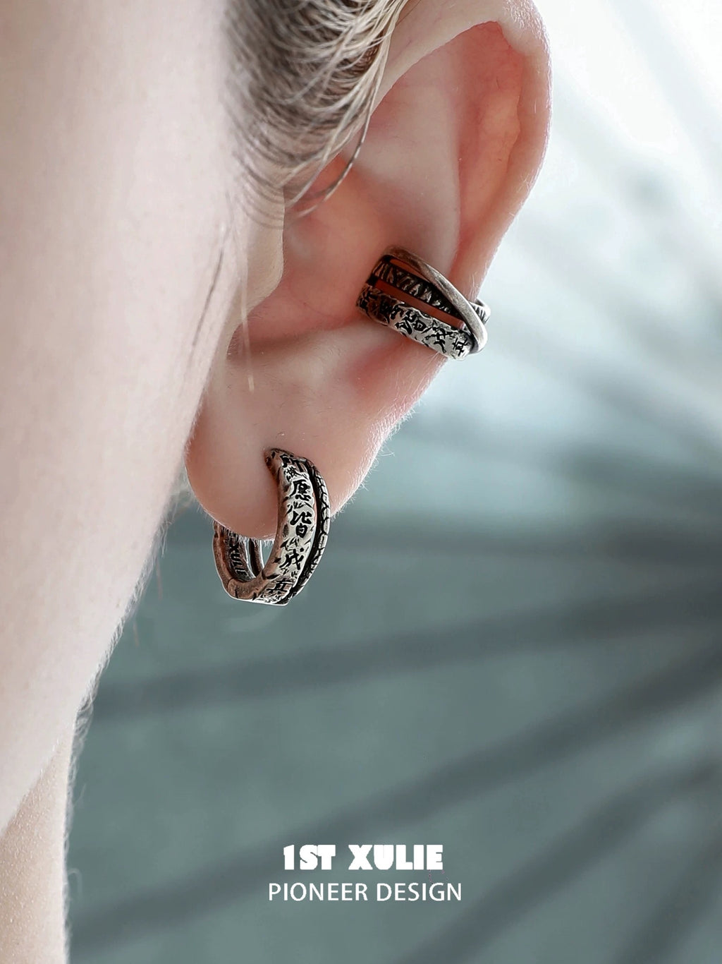 独白系列 - Soliloquy - Oxidized Silver Plated Rutilated Earrings & Earcuffs