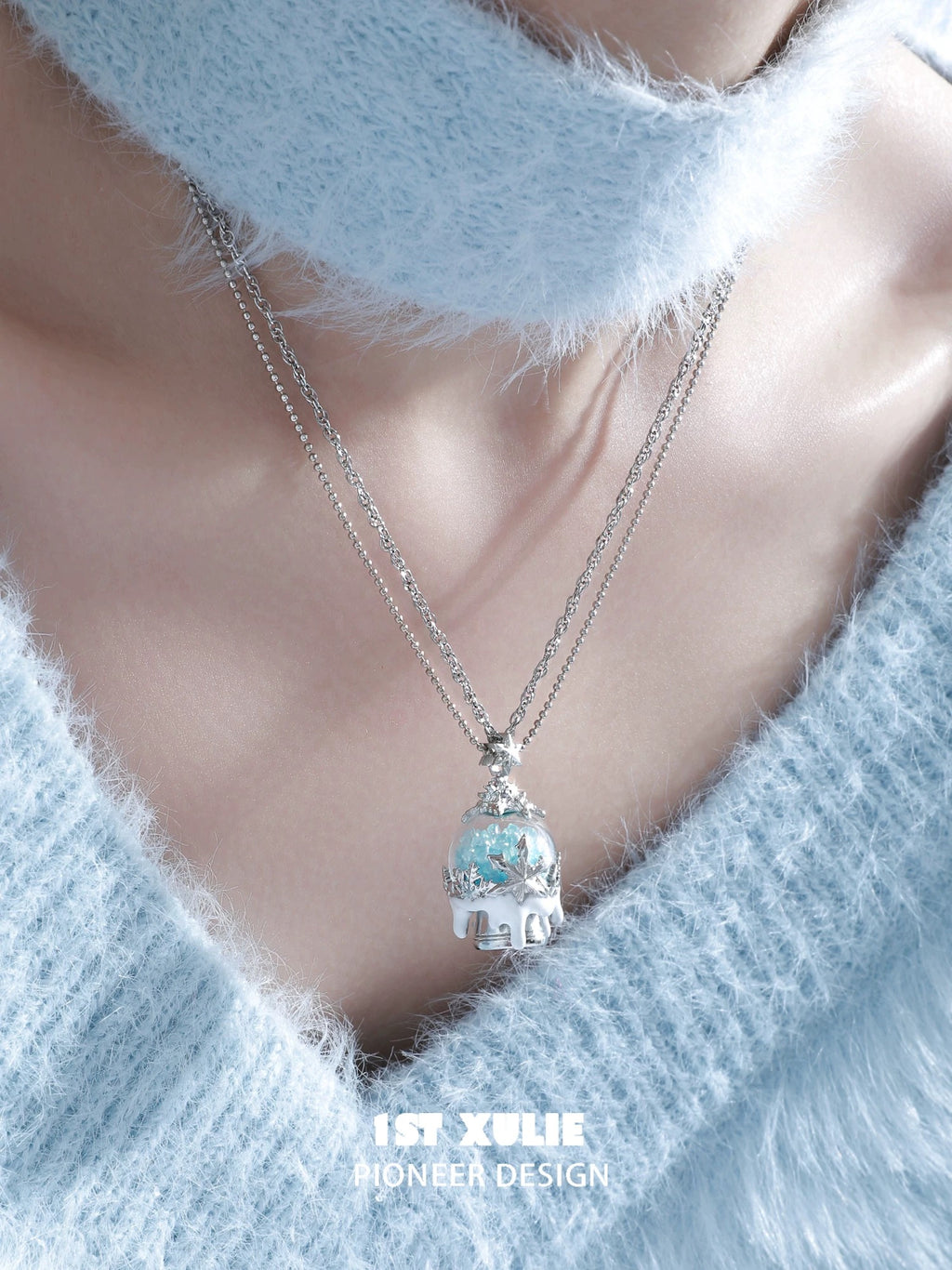 雪国之境 - The Snow Kingdom - Platinum Plating Snow Crystal Ball Necklace