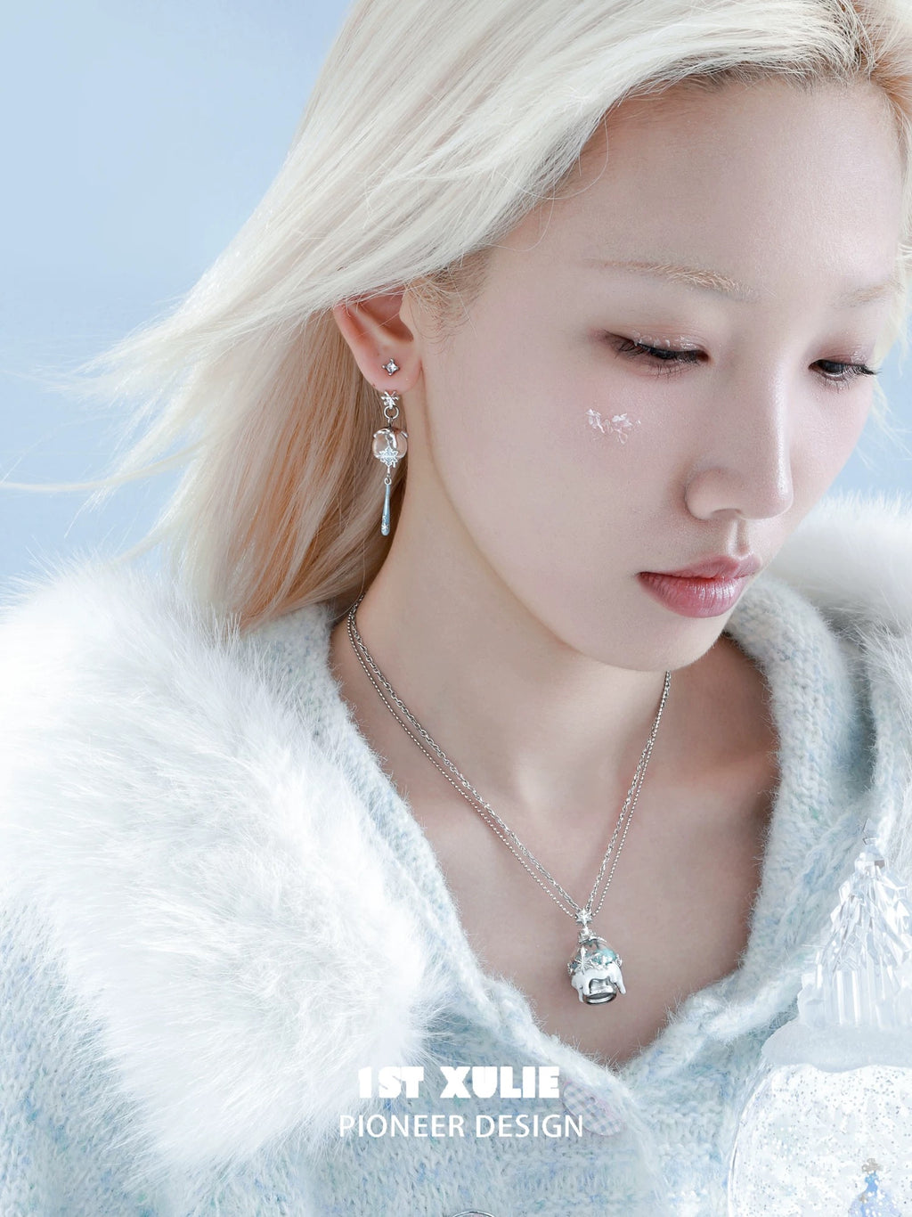 雪国之境 - The Snow Kingdom - Platinum Plating Snow Crystal Ball Necklace
