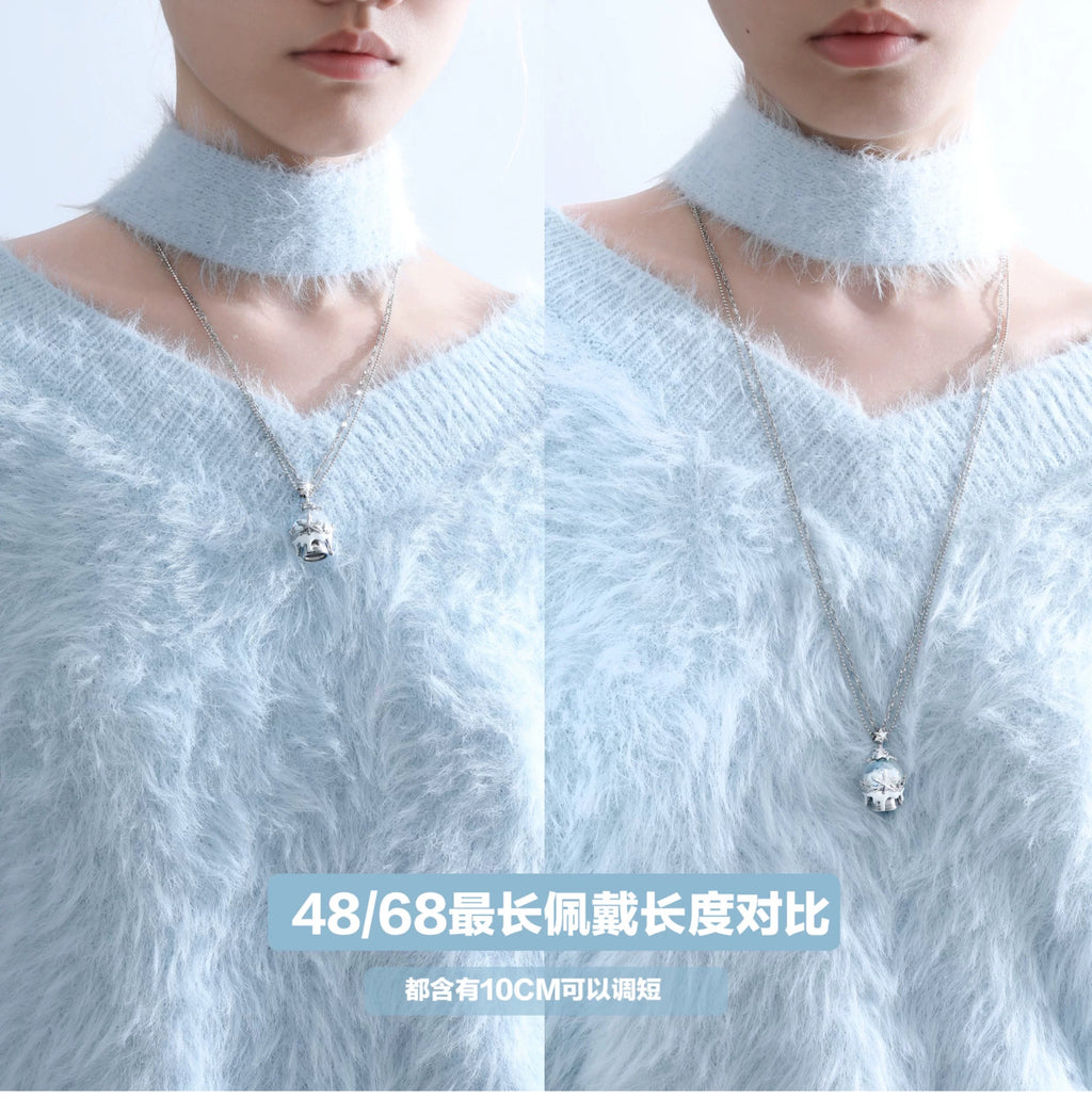 雪国之境 - The Snow Kingdom - Platinum Plating Snow Crystal Ball Necklace