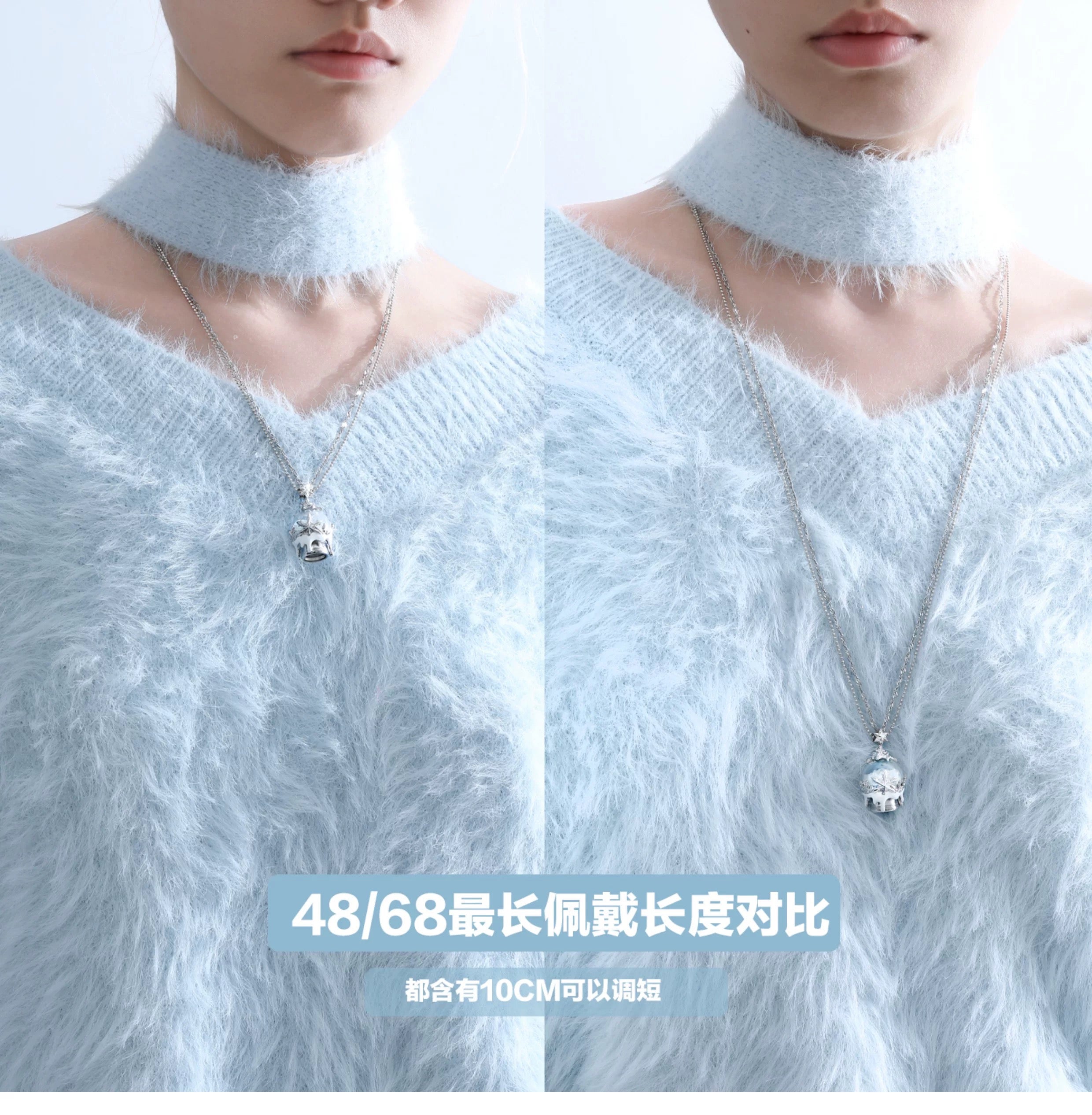 雪国之境 - The Snow Kingdom - Platinum Plating Snow Crystal Ball Necklace