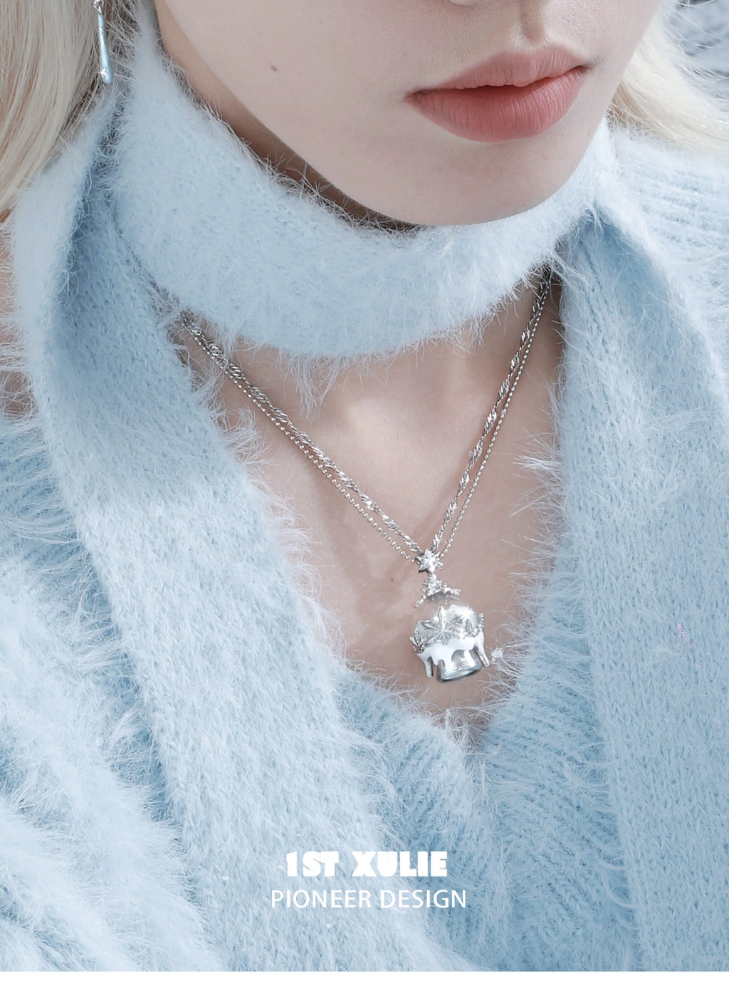 雪国之境 - The Snow Kingdom - Platinum Plating Snow Crystal Ball Necklace