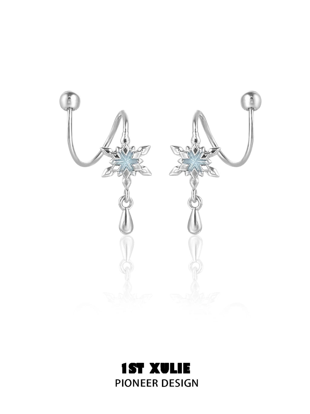 雪国之境 - The Snow Kingdom - Snowflake Twisted Needle Screw Back Earrings