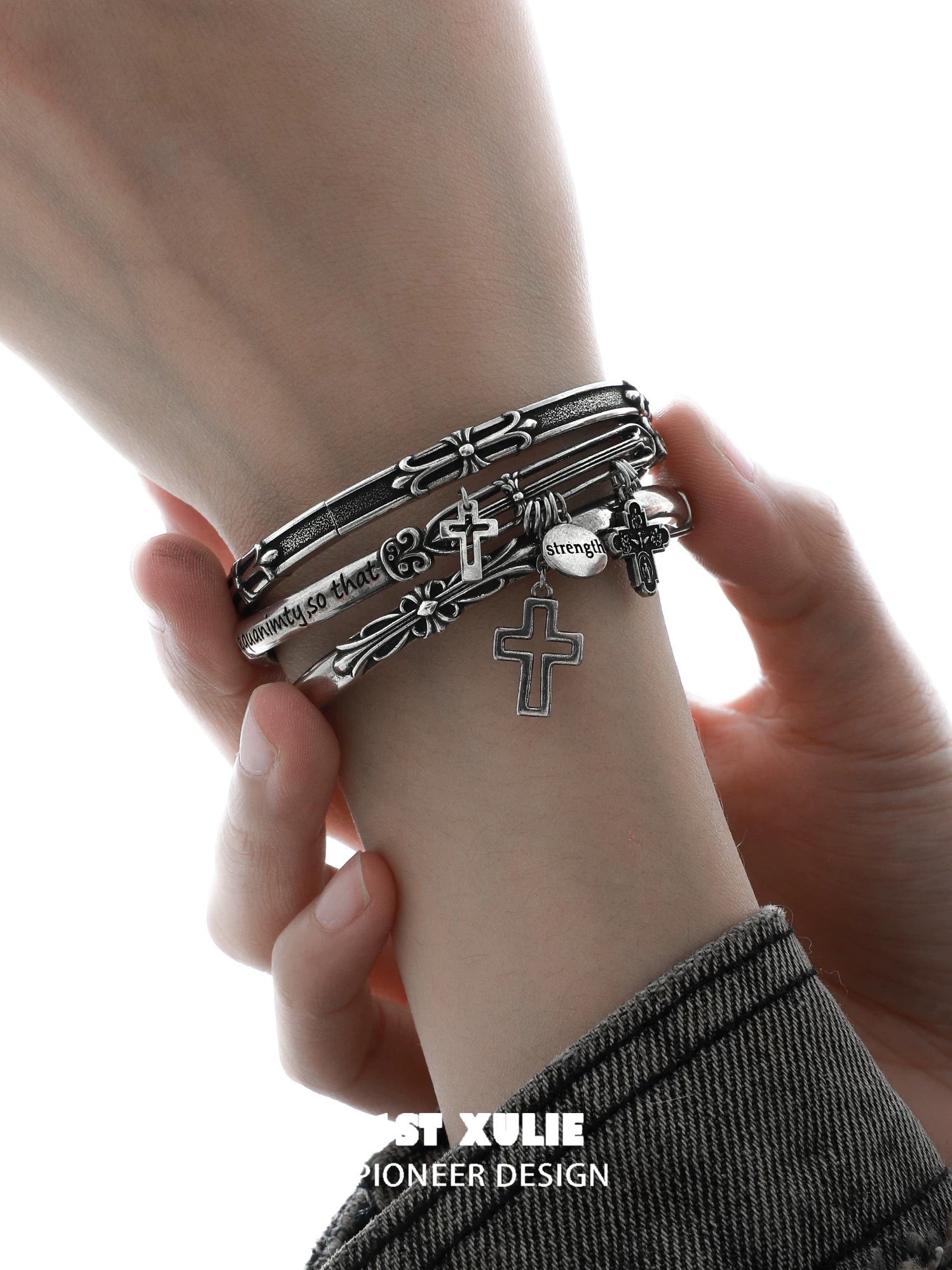 暗黑鸢尾 - Dark Iris - Antique Stack Alloy Bracelet