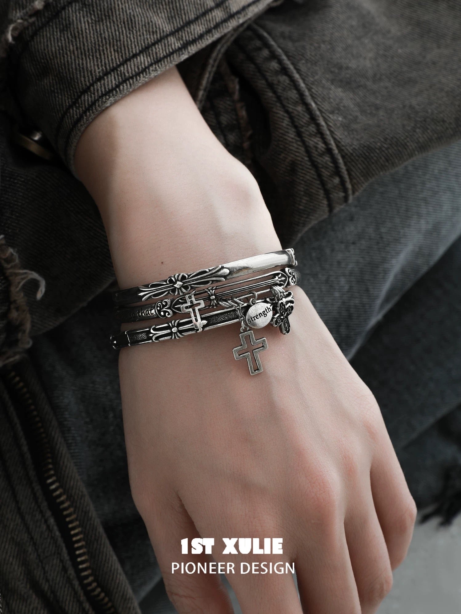 暗黑鸢尾 - Dark Iris - Antique Stack Alloy Bracelet
