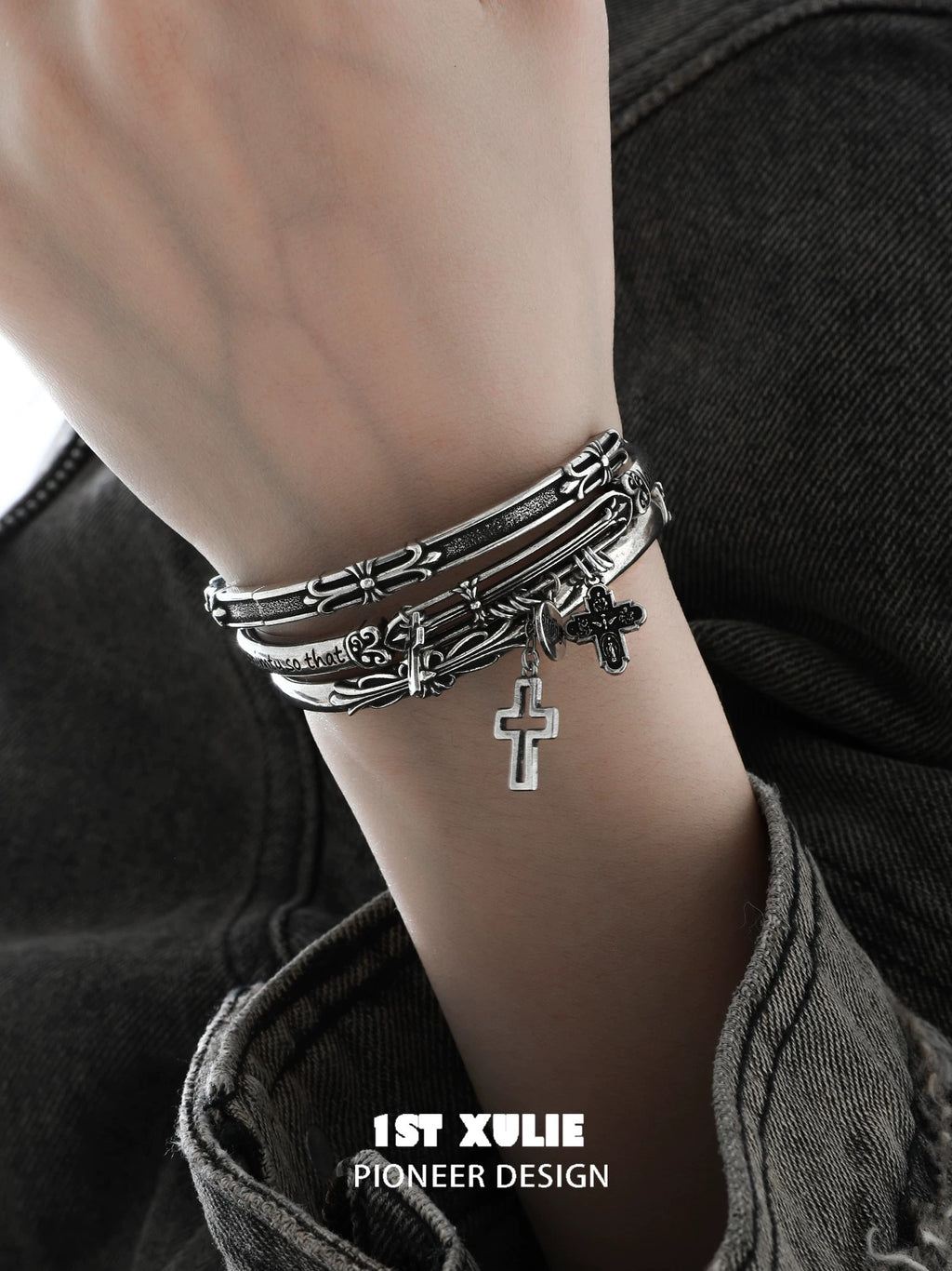 暗黑鸢尾 - Dark Iris - Antique Stack Alloy Bracelet