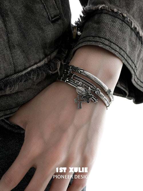 暗黑鸢尾 - Dark Iris - Antique Stack Alloy Bracelet