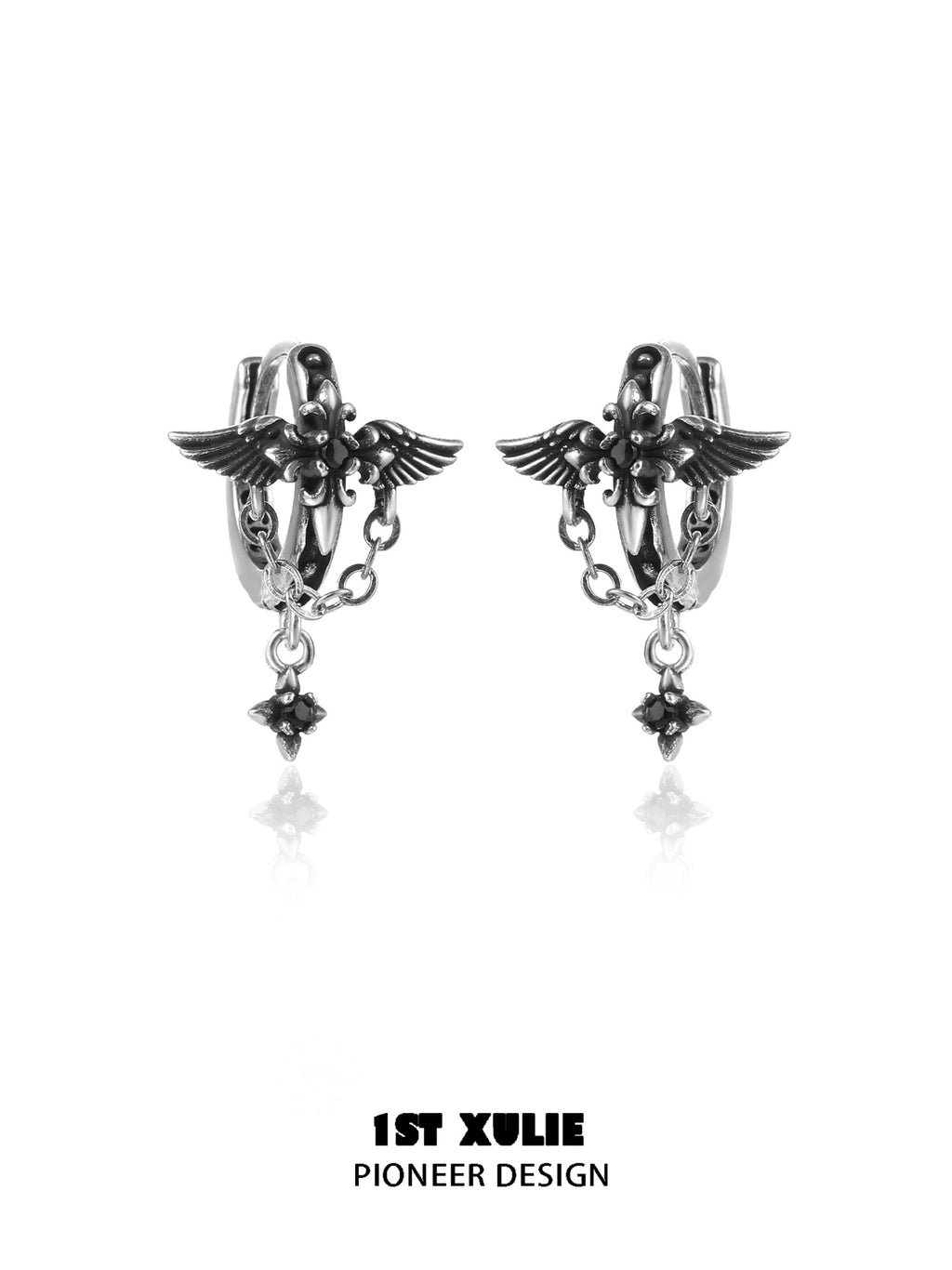 暗黑鸢尾 - Dark Iris - Wings Huggie Earrings
