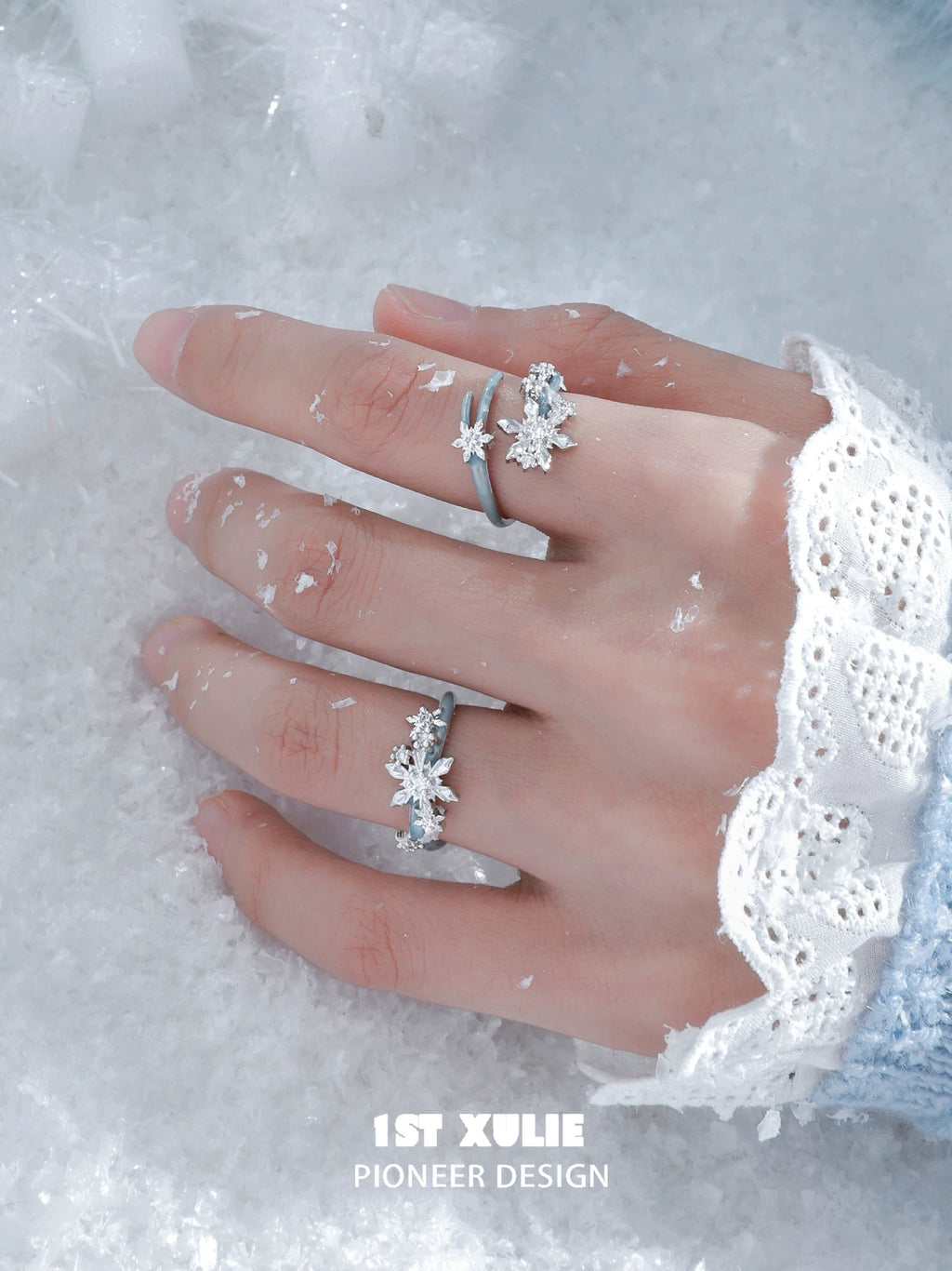 雪国之境 - The Snow Kingdom - Snowflakes Couple Ring