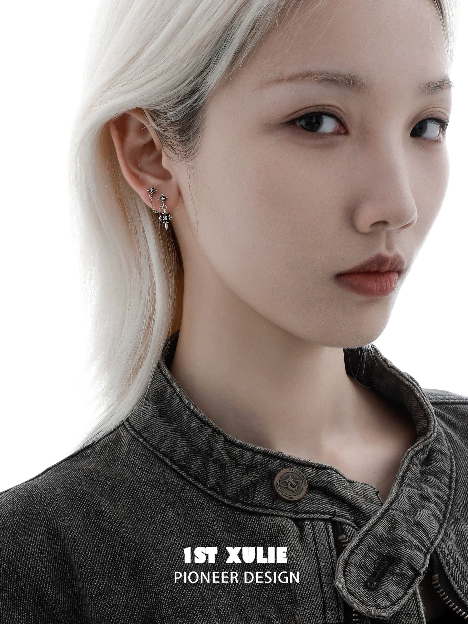 暗黑鸢尾 - Dark Iris - S925 Silver Stud Dangle Earrings