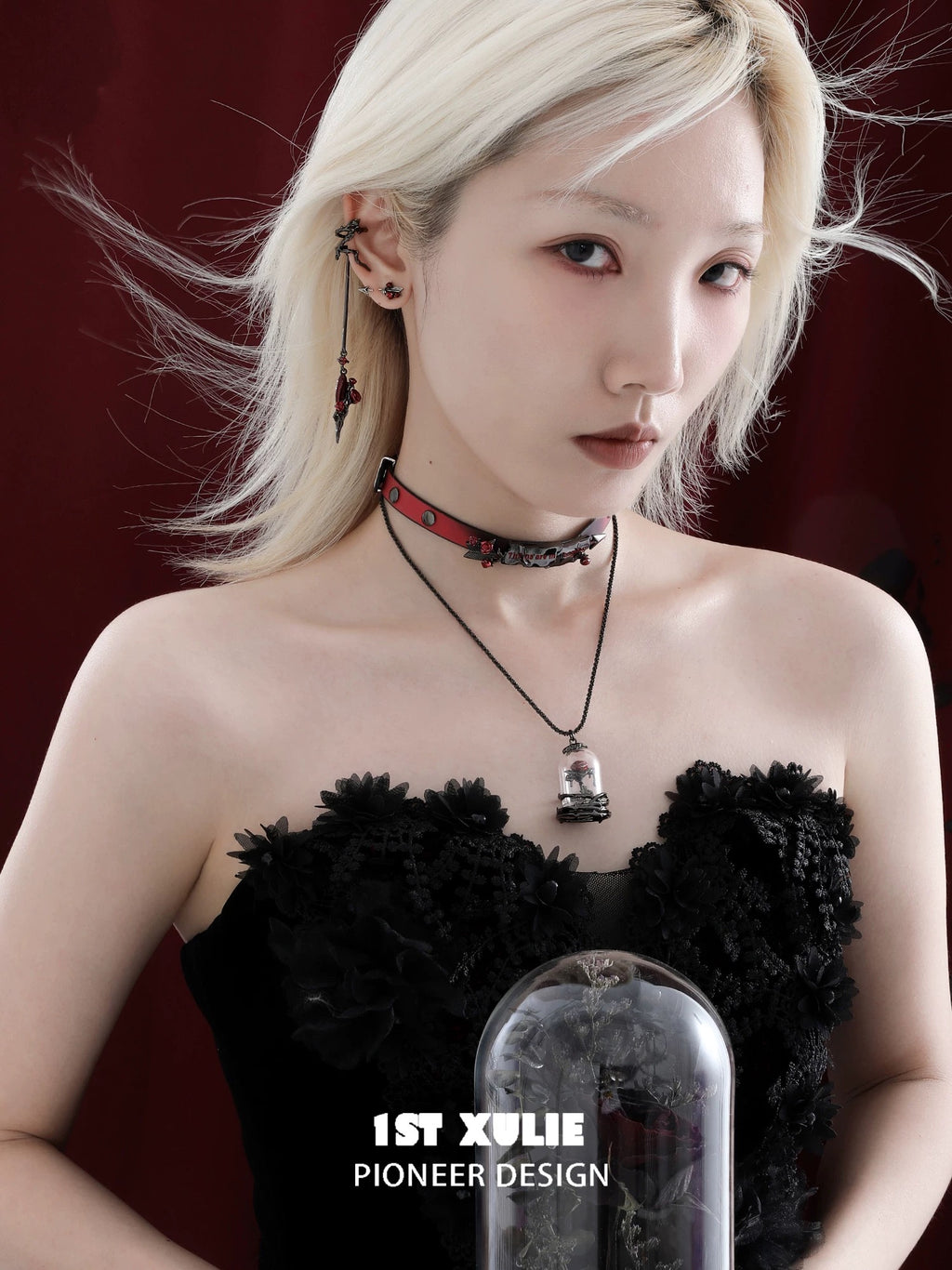 暮色蔷薇 - Twilight Rose Faux Leather Choker