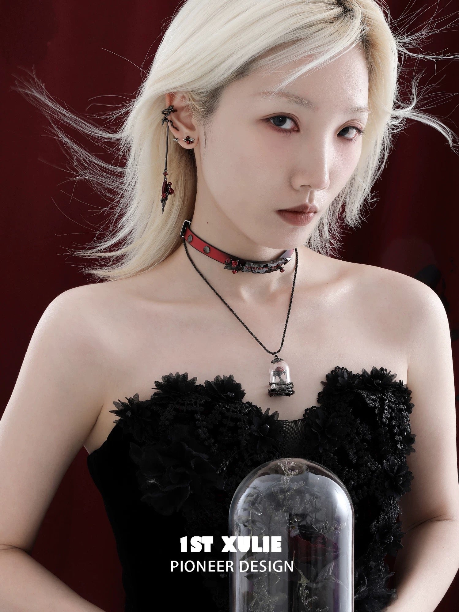 暮色蔷薇 - Twilight Rose Faux Leather Choker