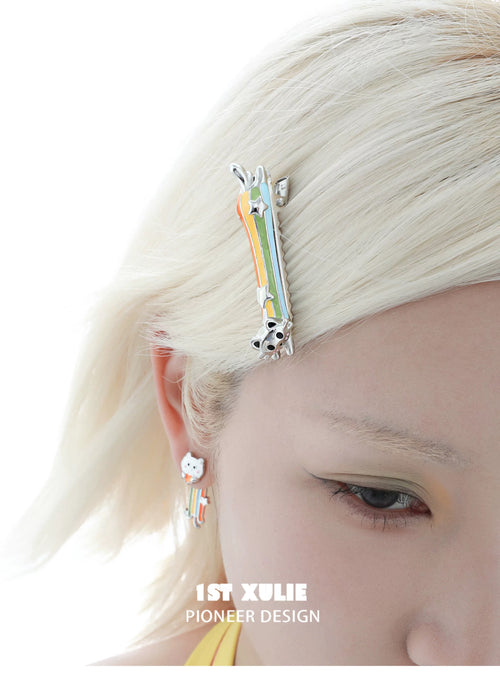 彩虹小猫 - Rainbow Cat - Hair Clip
