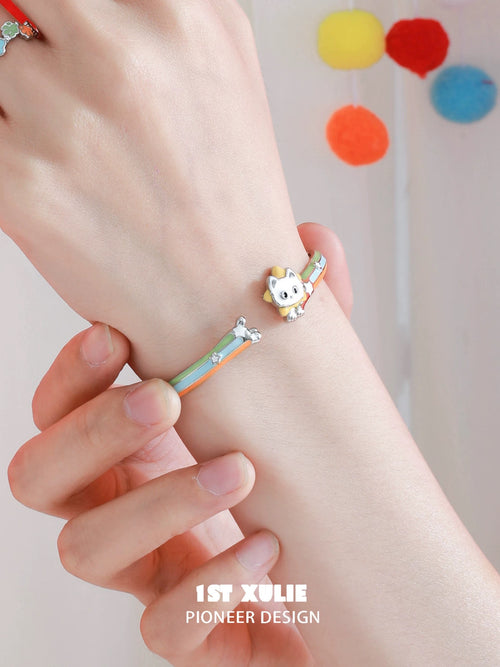 彩虹小猫 - Rainbow Cat - Cuff Bracelet