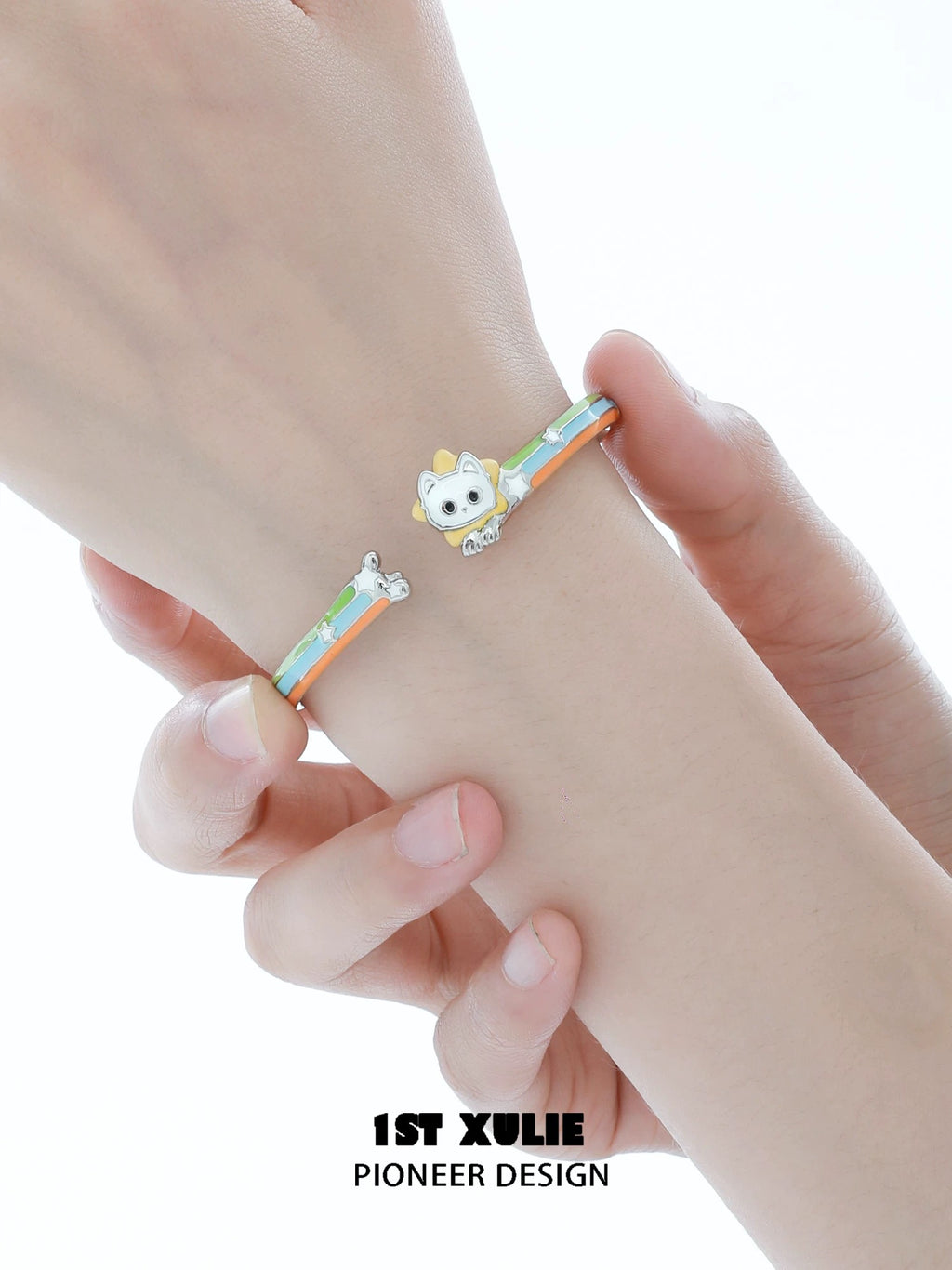 彩虹小猫 - Rainbow Cat - Cuff Bracelet