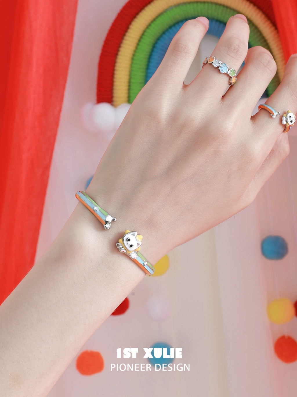 彩虹小猫 - Rainbow Cat - Cuff Bracelet