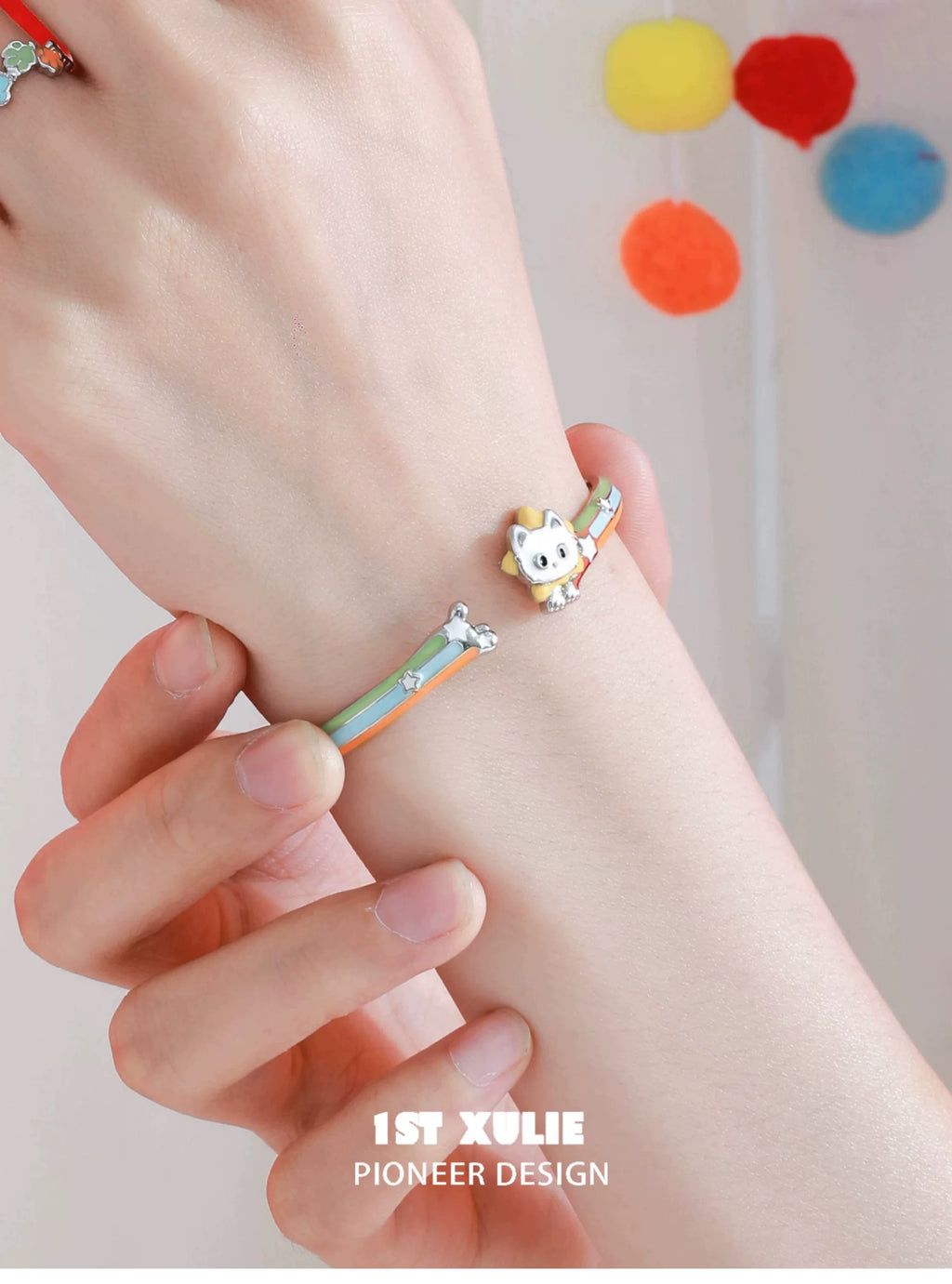 彩虹小猫 - Rainbow Cat - Cuff Bracelet