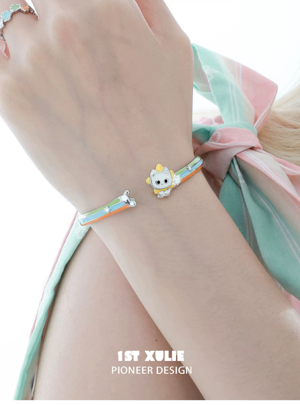 彩虹小猫 - Rainbow Cat - Cuff Bracelet