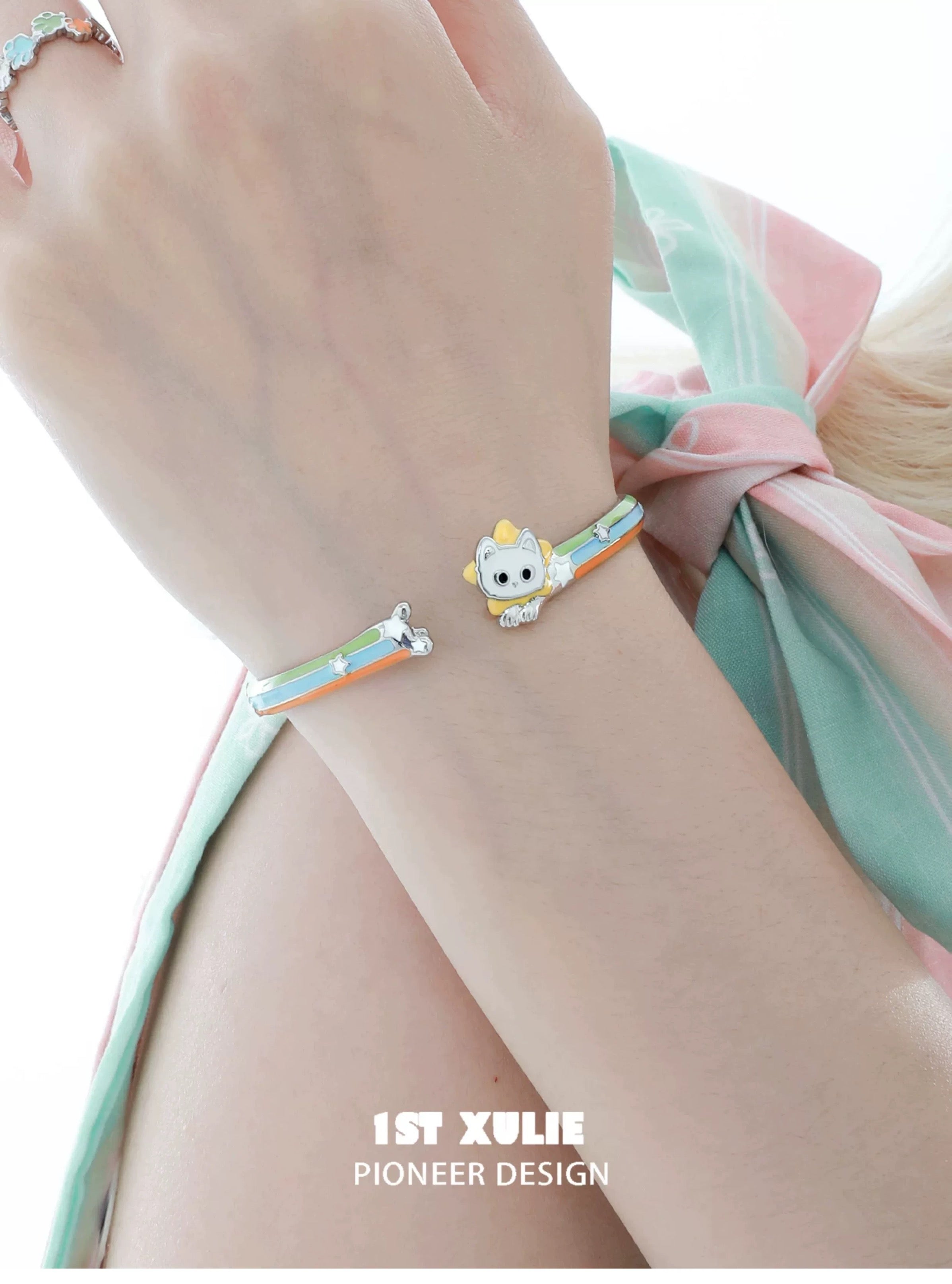 彩虹小猫 - Rainbow Cat - Cuff Bracelet
