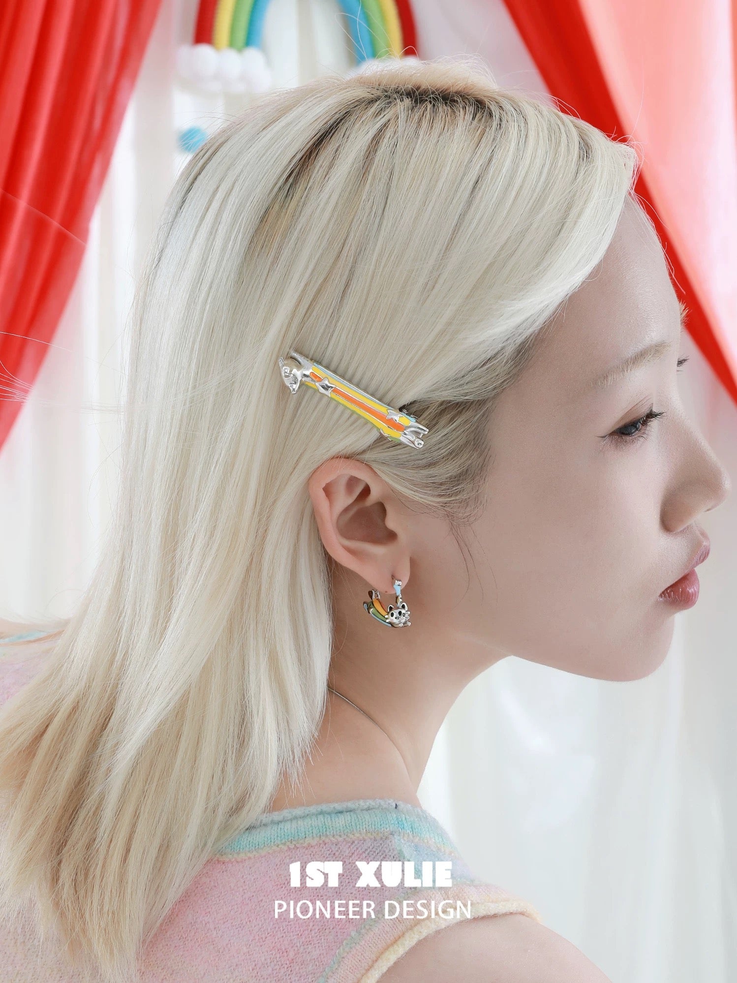 彩虹小猫 - Rainbow Cat - Hoop Earrings