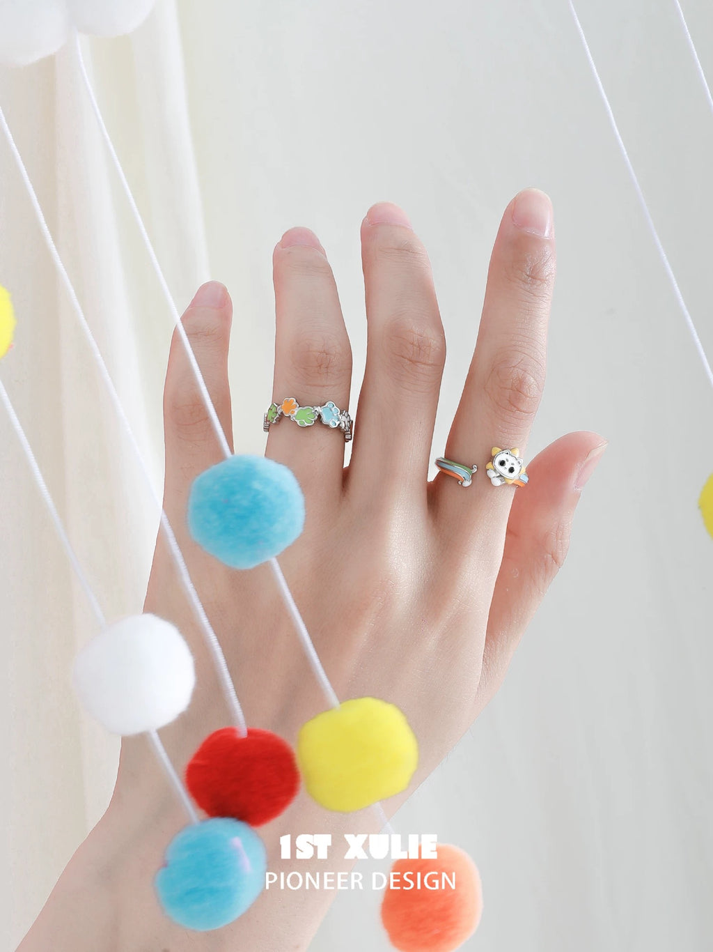 彩虹小猫 - Rainbow Cat - S925 Silver Cat Ring & Paw Ring