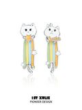 彩虹小猫 - Rainbow Cat - Long Detachable Earrings