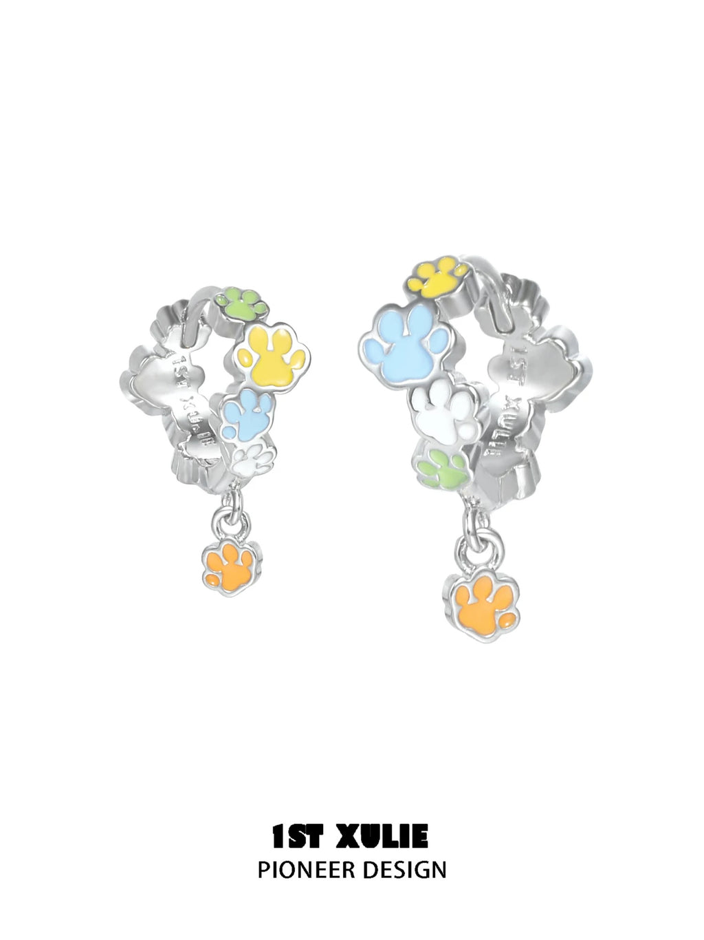 彩虹小猫 - Rainbow Cat - Paws Huggie Earrings