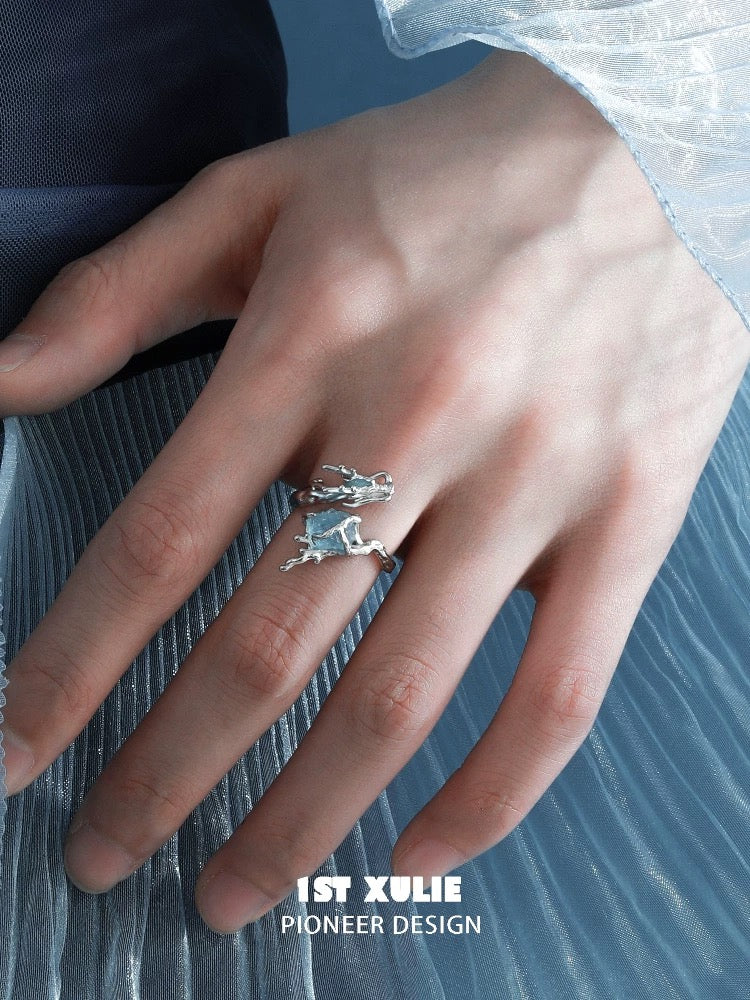 灵龙 - Spirit Dragon - S925 Silver Aquamarine Ring