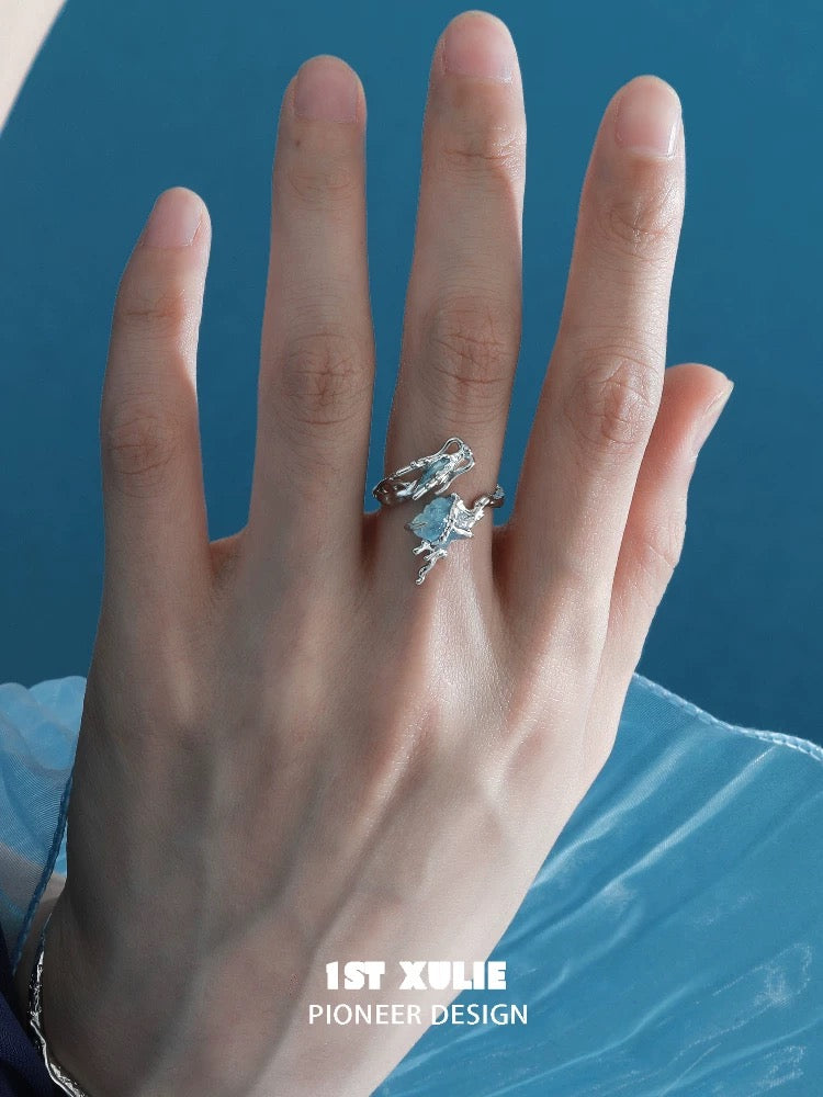 灵龙 - Spirit Dragon - S925 Silver Aquamarine Ring