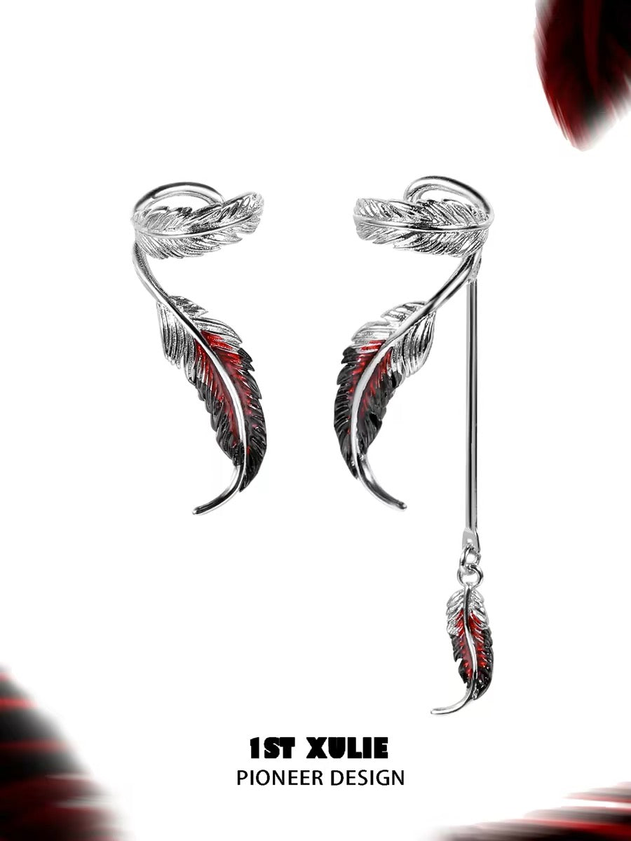 灵鹤浮生 - Spiritual Crane - Asymmetrical Ear Cuffs