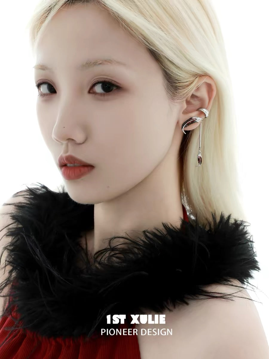 灵鹤浮生 - Spiritual Crane - Asymmetrical Ear Cuffs