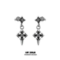 暗黑鸢尾 - Dark Iris - S925 Silver Stud Dangle Earrings